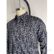 Mænds leopardprint langærmet skjorte